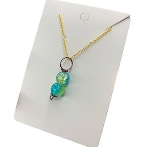 Green glass handmade necklace